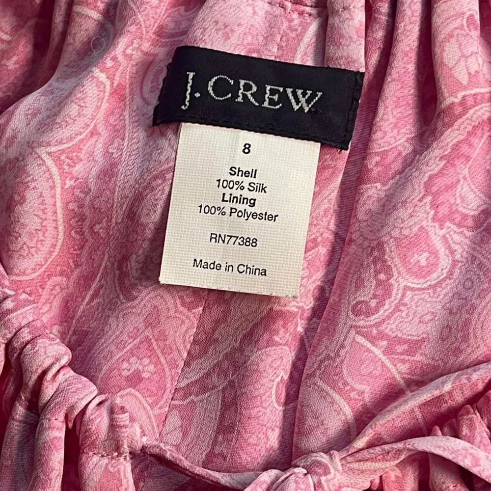 J. Crew Vintage 90s Pink Paisley 100% Silk Halter Dress Front Tie Size 8 Lined